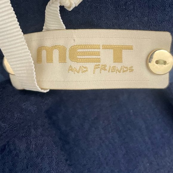 MET XS Navy Jacquard Flare Mini Skirt Pleated Skater Italy Made Cotton Lyocell S - Picture 14 of 16